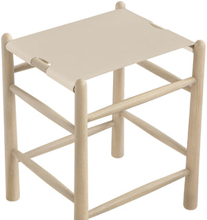 Meridian Furniture Santos Art Deco Counter Stool Vegan Leather Seat Cerused Wood Frame Kitchen Island 77098Beige-C