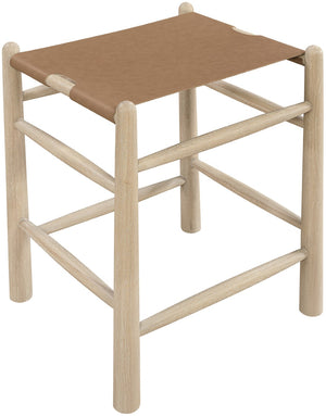 Meridian Furniture Santos Art Deco Counter Stool Solid Wood Frame Vegan Leather Seat Kitchen Bar 77098Brown-C