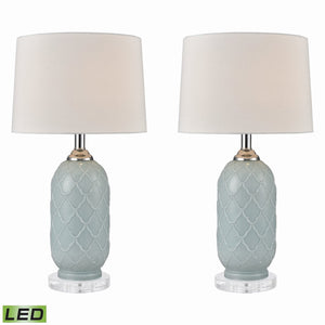 La Joliette 24'' High 2-Light Table Lamp - Set of 2 Pale Blue - Includes LED Bulbs 77099/S2-LED Elk Home