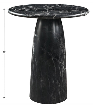 Meridian Furniture Cosenza Concrete Pedestal Counter Table Art Deco Stone Look for Indoor Outdoor Use Black 36" W x 36" D 770Black-T36