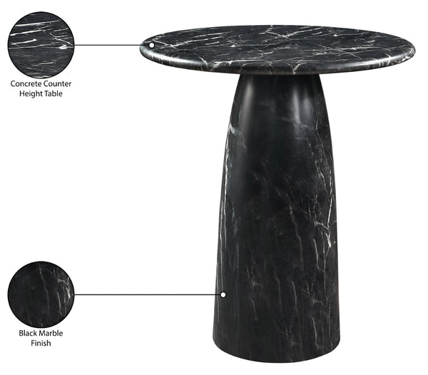 Meridian Furniture Cosenza Concrete Pedestal Counter Table Art Deco Stone Look for Indoor Outdoor Use Black 36" W x 36" D 770Black-T36