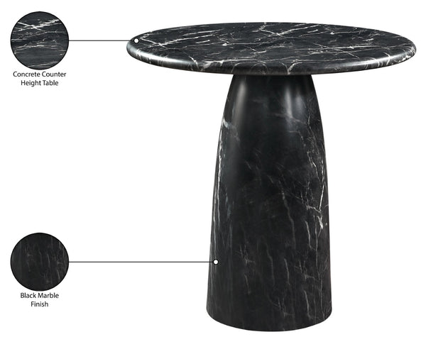 Meridian Furniture Cosenza Concrete Pedestal Counter Table Art Deco Stone Look for Indoor Outdoor Use Black 42" W x 42" D 770Black-T42
