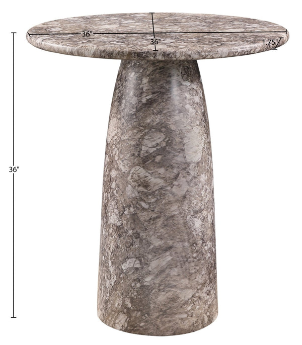 Meridian Furniture Cosenza Concrete Pedestal Counter Table Art Deco Stone Look for Indoor Outdoor Use Brown 36" W x 36" D 770Brown-T36