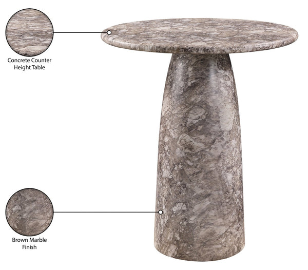 Meridian Furniture Cosenza Concrete Pedestal Counter Table Art Deco Stone Look for Indoor Outdoor Use Brown 36" W x 36" D 770Brown-T36