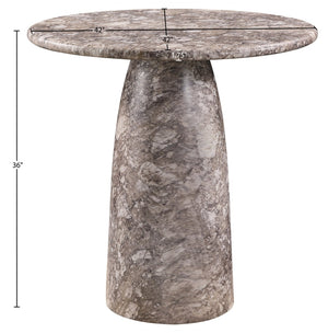 Meridian Furniture Cosenza Concrete Pedestal Counter Table Art Deco Stone Look for Indoor Outdoor Use Brown 42" W x 42" D 770Brown-T42