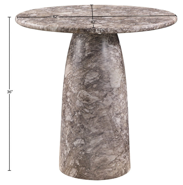 Meridian Furniture Cosenza Concrete Pedestal Counter Table Art Deco Stone Look for Indoor Outdoor Use Brown 42" W x 42" D 770Brown-T42