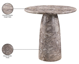 Meridian Furniture Cosenza Concrete Pedestal Counter Table Art Deco Stone Look for Indoor Outdoor Use Brown 42" W x 42" D 770Brown-T42