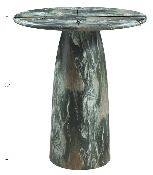 Meridian Furniture Cosenza Concrete Pedestal Counter Table Art Deco Stone Look for Indoor Outdoor Use Green 36" W x 36" D 770Green-T36