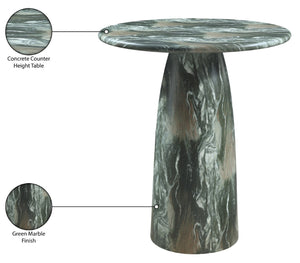 Meridian Furniture Cosenza Concrete Pedestal Counter Table Art Deco Stone Look for Indoor Outdoor Use Green 36" W x 36" D 770Green-T36