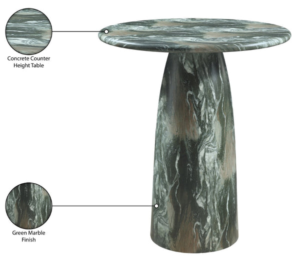 Meridian Furniture Cosenza Concrete Pedestal Counter Table Art Deco Stone Look for Indoor Outdoor Use Green 36" W x 36" D 770Green-T36