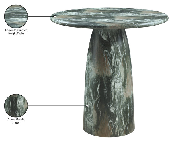 Meridian Furniture Cosenza Concrete Pedestal Counter Table Art Deco Stone Look for Indoor Outdoor Use Green 42" W x 42" D 770Green-T42