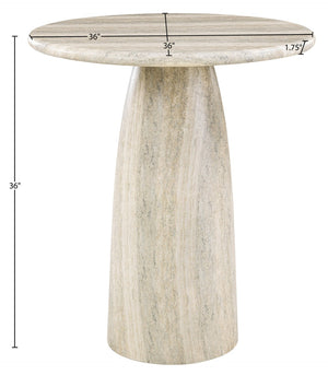 Meridian Furniture Cosenza Concrete Pedestal Counter Table Art Deco Stone Look for Indoor Outdoor Use Travertine 36" W x 36" D 770Travertine-T36