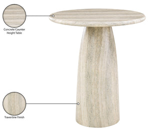 Meridian Furniture Cosenza Concrete Pedestal Counter Table Art Deco Stone Look for Indoor Outdoor Use Travertine 36" W x 36" D 770Travertine-T36