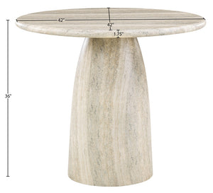 Meridian Furniture Cosenza Concrete Pedestal Counter Table Art Deco Stone Look for Indoor Outdoor Use Travertine 42" W x 42" D 770Travertine-T42