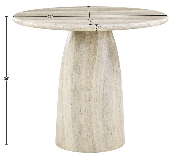 Meridian Furniture Cosenza Concrete Pedestal Counter Table Art Deco Stone Look for Indoor Outdoor Use Travertine 42" W x 42" D 770Travertine-T42