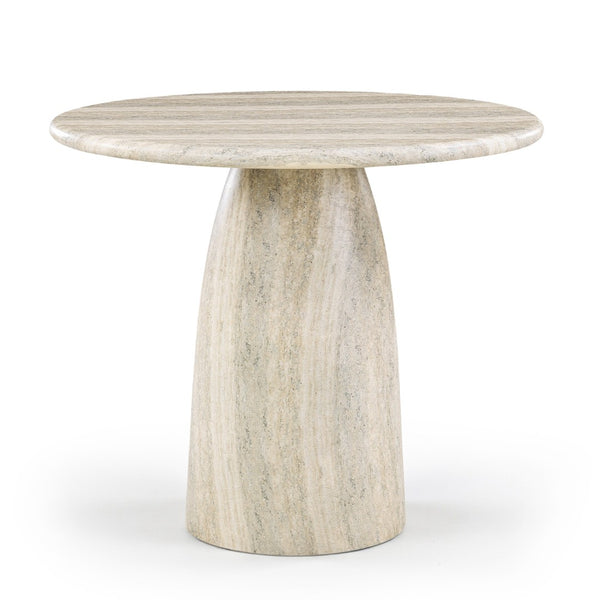 Meridian Furniture Cosenza Concrete Pedestal Counter Table Art Deco Stone Look for Indoor Outdoor Use Travertine 42" W x 42" D 770Travertine-T42