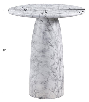 Meridian Furniture Cosenza Concrete Pedestal Counter Table Art Deco Stone Look for Indoor Outdoor Use White 36" W x 36" D 770White-T36