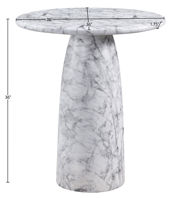 Meridian Furniture Cosenza Concrete Pedestal Counter Table Art Deco Stone Look for Indoor Outdoor Use White 36" W x 36" D 770White-T36