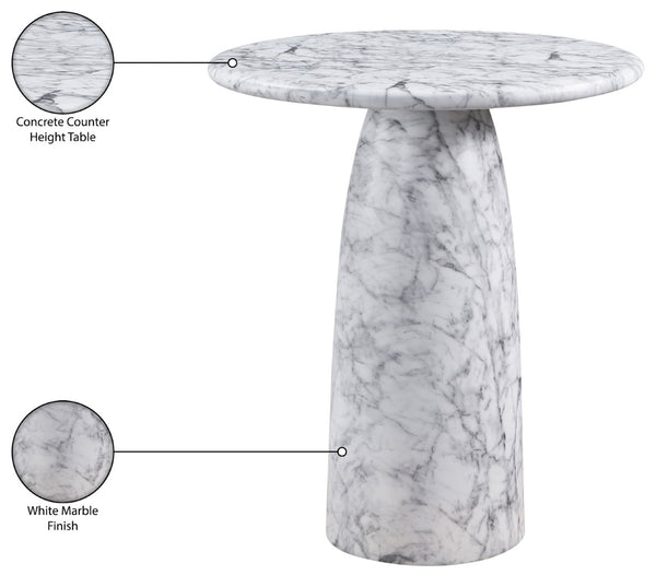 Meridian Furniture Cosenza Concrete Pedestal Counter Table Art Deco Stone Look for Indoor Outdoor Use White 36" W x 36" D 770White-T36