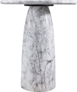 Meridian Furniture Cosenza Concrete Pedestal Counter Table Art Deco Stone Look for Indoor Outdoor Use White 36" W x 36" D 770White-T36