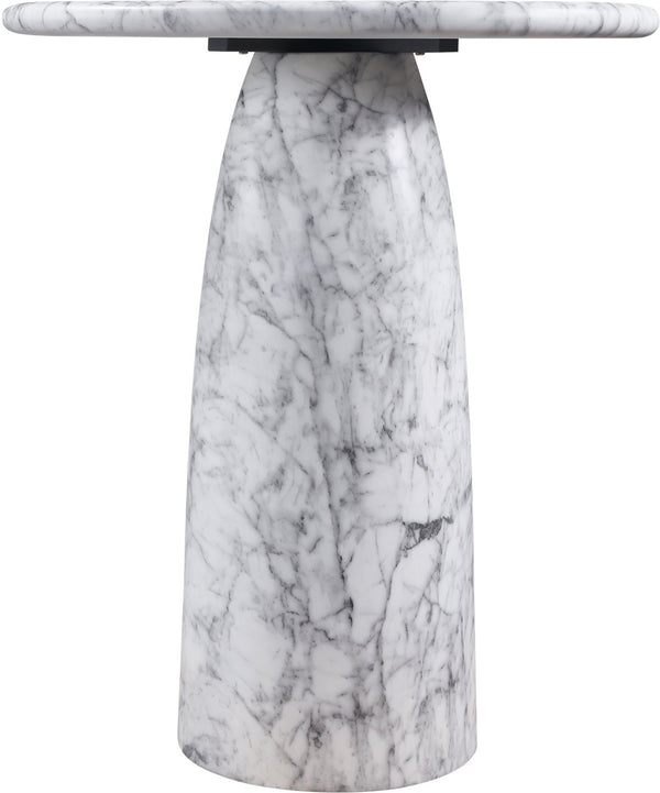 Meridian Furniture Cosenza Concrete Pedestal Counter Table Art Deco Stone Look for Indoor Outdoor Use White 36" W x 36" D 770White-T36