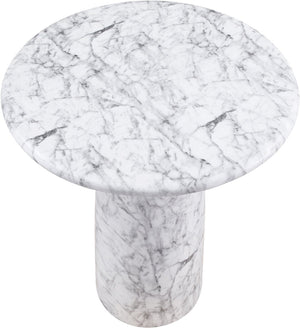 Meridian Furniture Cosenza Concrete Pedestal Counter Table Art Deco Stone Look for Indoor Outdoor Use White 36" W x 36" D 770White-T36