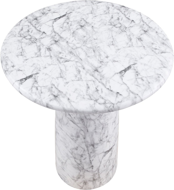 Meridian Furniture Cosenza Concrete Pedestal Counter Table Art Deco Stone Look for Indoor Outdoor Use White 36" W x 36" D 770White-T36
