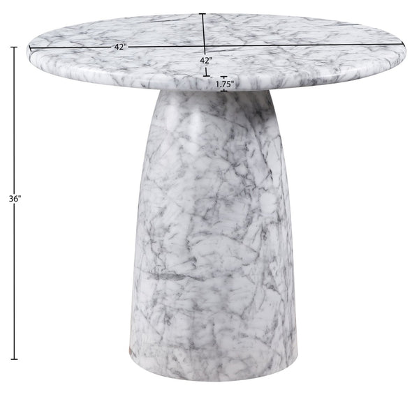 Meridian Furniture Cosenza Concrete Pedestal Counter Table Art Deco Stone Look for Indoor Outdoor Use White 42" W x 42" D 770White-T42