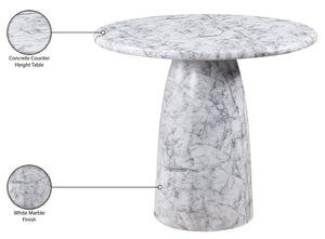 Meridian Furniture Cosenza Concrete Pedestal Counter Table Art Deco Stone Look for Indoor Outdoor Use White 42" W x 42" D 770White-T42