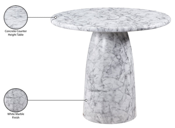 Meridian Furniture Cosenza Concrete Pedestal Counter Table Art Deco Stone Look for Indoor Outdoor Use White 42" W x 42" D 770White-T42