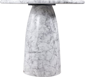Meridian Furniture Cosenza Concrete Pedestal Counter Table Art Deco Stone Look for Indoor Outdoor Use White 42" W x 42" D 770White-T42