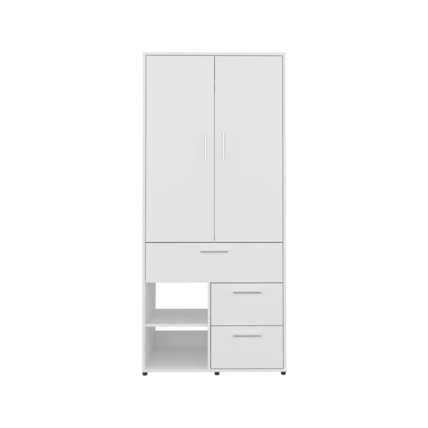 English Elm Alpine tall armoire with double doors, hanging rod and shelves for compact bedrooms and closets White 46.46 L x 24.8 W x 5.51 H B070S00374