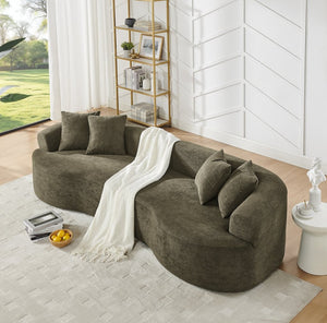 English Elm Modern Chenille Curved Sectional Sofa Cloud Silhouette Four Seat Living Room Couch W1413S00134