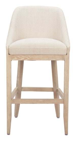 Zuo Modern Calmo Barstool Beige - Modern Design Meets Functionality With Premium Comfort For Your Home Space Beige 100% Polyester,Plywood,Solid Ash Wood 110647-zuo-modern