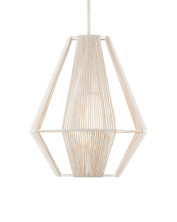 Currey & Company Fraxel Pendant Light - Mid-century Modern Design With Twine & Glass, Adjustable Height, Dimmable Bulb Ivory Kraft Paper Twine ,Glass ,Wrought Iron 9000-1304-currey-company