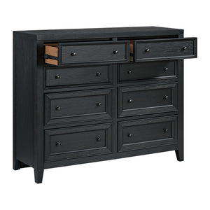 English Elm Wallace & Bay - Ebony 8-Drawer Dresser with Framed Drawer Fronts, Smooth Metal Glides, Sleek Black Wood Storage Solution B361P406173