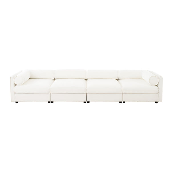 English Elm Modular Sectional Sofa With Ergonomic Cylindrical Support, Built-In Storage, And Modern White Style W714S01041