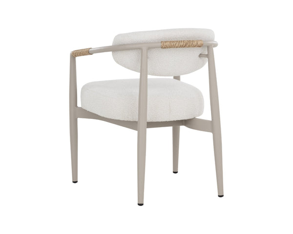 Sunpan MARITA Outdoor Dining Armchair - Contemporary Wicker Weave for Stylish Patio Comfort and Durability Greige 112102V