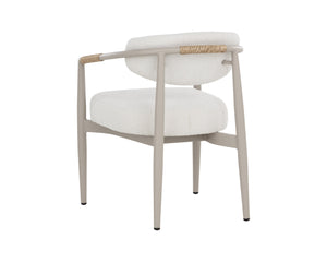 Sunpan Marita Dining Armchair - Sleek Modern Design With Wicker Weave For Stylish Outdoor Gatherings Cream Fabric 112102