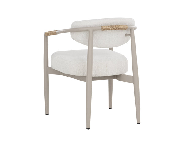 Sunpan Marita Dining Armchair - Sleek Modern Design With Wicker Weave For Stylish Outdoor Gatherings Cream Fabric 112102