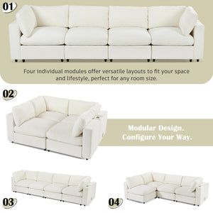 English Elm U-style Modular Sectional Sofa Chenille Upholstered with Bluetooth Speaker and Usb Charging WY000465AAA