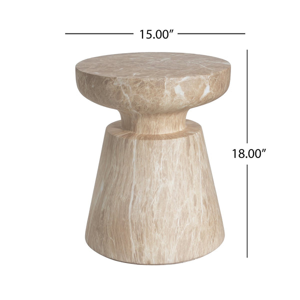 English Elm Christopher Knight Home® - Outdoor Elegant Travertine Side Table In Gold – Sculptural Pedestal Design For Indoor/Outdoor Use N773P283497G