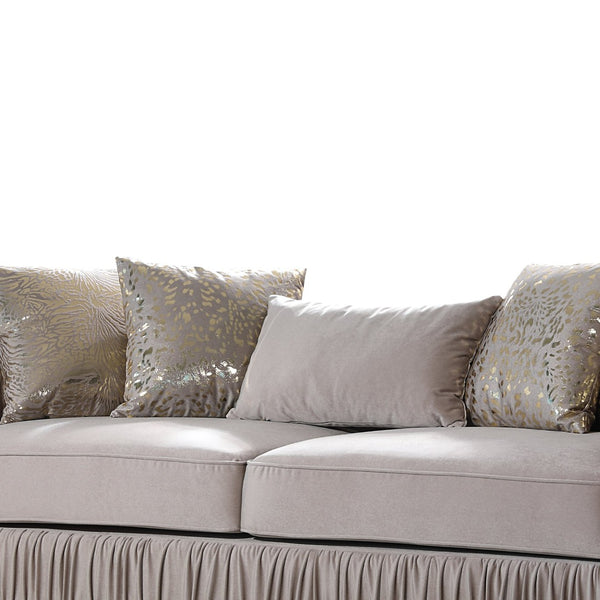 English Elm Cavalli Glam Three Piece Living Room Set Diamond Upholstery with Brushed Gold Metal Legs Taupe+Gold B009S02181