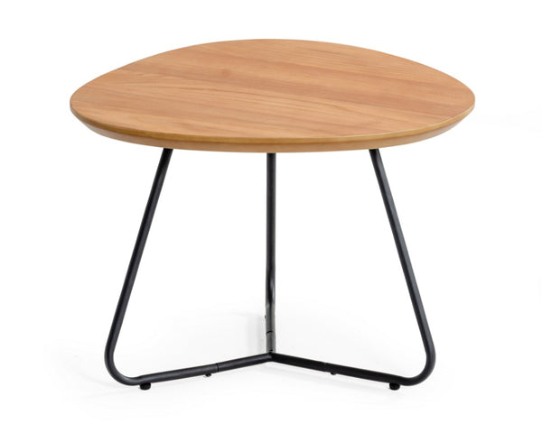 VIG Furniture Eudora Industrial Oak Tall End Table With High-Gloss Oak Veneer Top & Black Powder-Coat Base, Compact Elegance VGEDTR254402