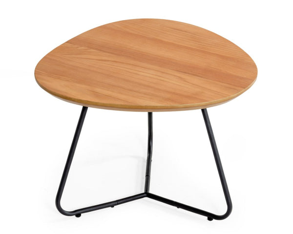 VIG Furniture Eudora Industrial Oak Tall End Table With High-Gloss Oak Veneer Top & Black Powder-Coat Base, Compact Elegance VGEDTR254402