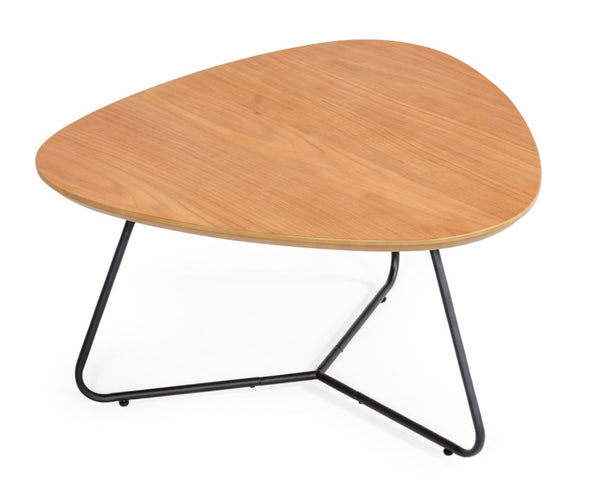 VIG Furniture Eudora Industrial Oak Square Coffee Table With High-Gloss Oak Veneer Top & Black Trestle Base VGEDTR374403