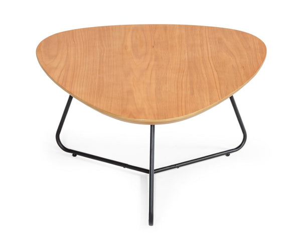 VIG Furniture Eudora Industrial Oak Square Coffee Table With High-Gloss Oak Veneer Top & Black Trestle Base VGEDTR374403
