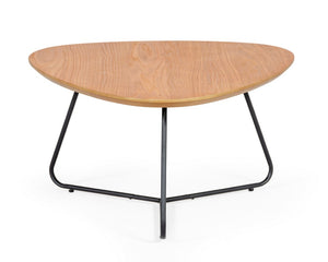 VIG Furniture Eudora Industrial Oak Square Coffee Table With High-Gloss Oak Veneer Top & Black Trestle Base VGEDTR374403