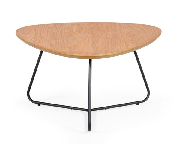 VIG Furniture Eudora Industrial Oak Square Coffee Table With High-Gloss Oak Veneer Top & Black Trestle Base VGEDTR374403