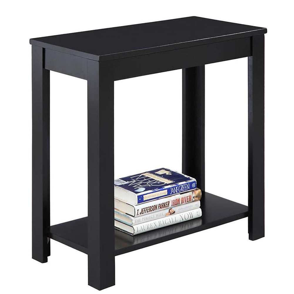 ORE International 24H Matte Black Rubberwood Chairside End Table with Open Shelf for Living Room 7710BK